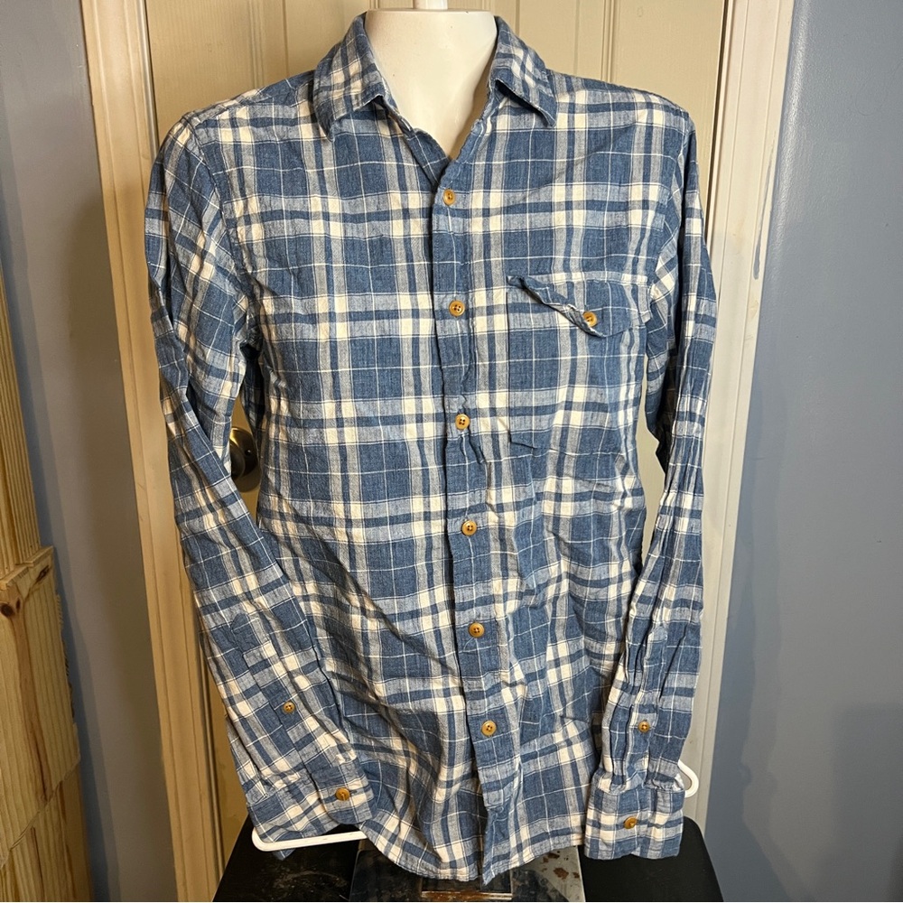 J.Crew Plaid Blue Slim Fit Button Down Cotton Casual Shirt Men's XS